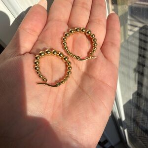 Elegant Gold Beaded Hoop Earrings